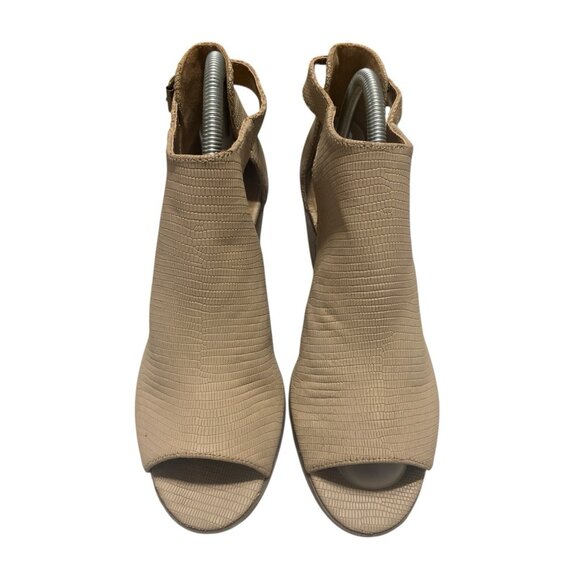 Lucky Brand LP Barimo Open Toe Leather Bootie Size 9.5 Beige - Picture 2 of 11